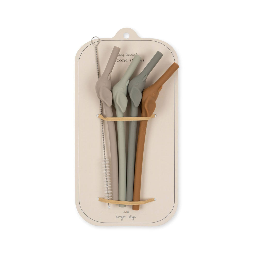 Pailles en silicone éléphant - Almond mix - Konges Slojd