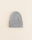 beanie fonzie - newborn - grey melange - hvid