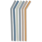 Siliconen rietjes blauw - Set van 6 - Konges Slojd
